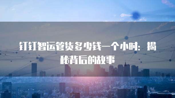 钉钉智运管货多少钱一个小时:揭秘背后的故事