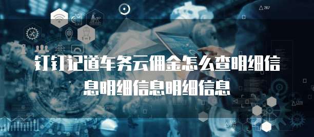钉钉记道车务云佣金怎么查明细信息明细信息明细信息