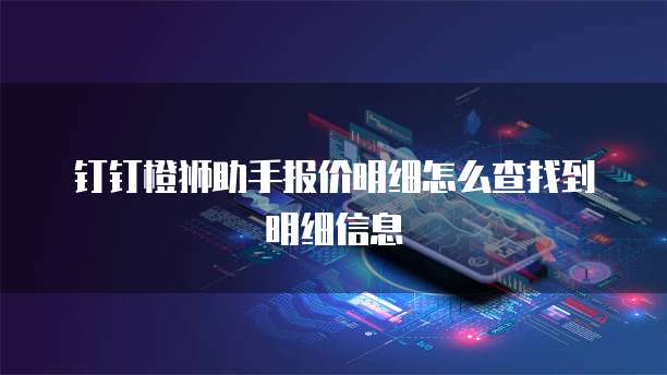 钉钉橙狮助手报价明细怎么查找到明细信息