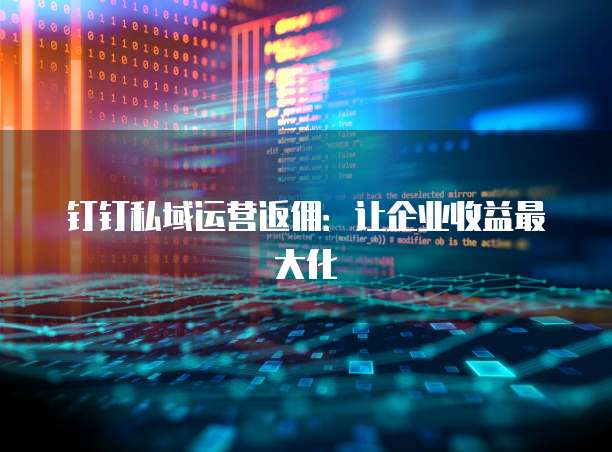 钉钉私域运营返佣：让企业收益最大化