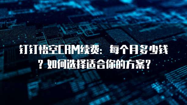 钉钉悟空CRM续费:每个月多少钱?如何选择适合你的方案?