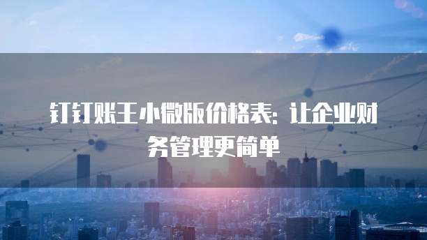 钉钉账王小微版价格表: 让企业财务管理更简单