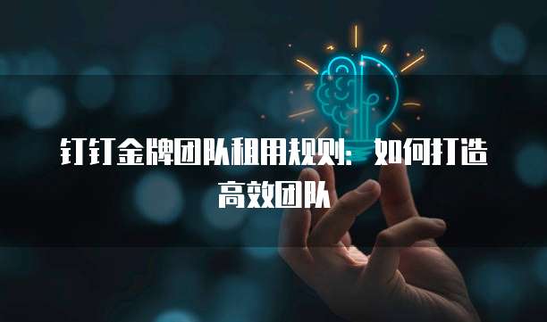 钉钉金牌团队租用规则:如何打造高效团队