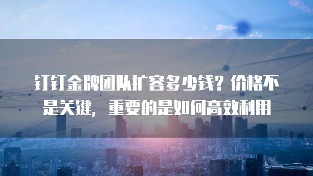 钉钉金牌团队扩容多少钱?价格不是关键,重要的是如何高效利用