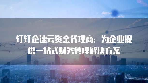 钉钉企速云资金代理商:为企业提供一站式财务管理解决方案