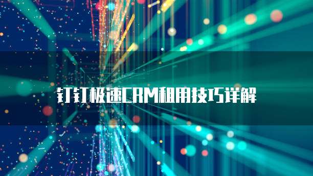 钉钉极速CRM租用技巧详解