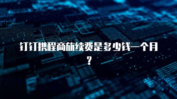 钉钉携程商旅续费是多少钱一个月？