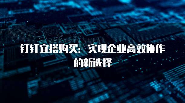 钉钉宜搭购买:实现企业高效协作的新选择