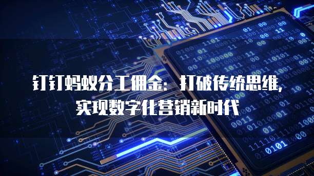 钉钉蚂蚁分工佣金：打破传统思维，实现数字化营销新时代
