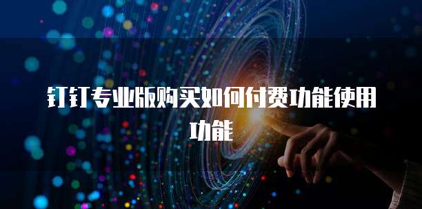 钉钉专业版购买如何付费功能使用功能