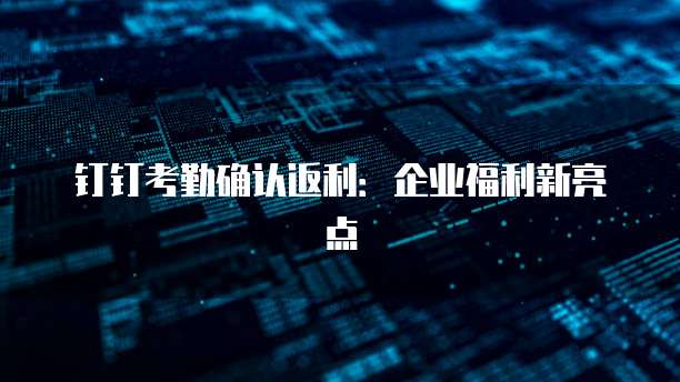 钉钉考勤确认返利:企业福利新亮点