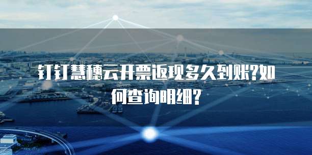 钉钉慧穗云开票返现多久到账?如何查询明细?