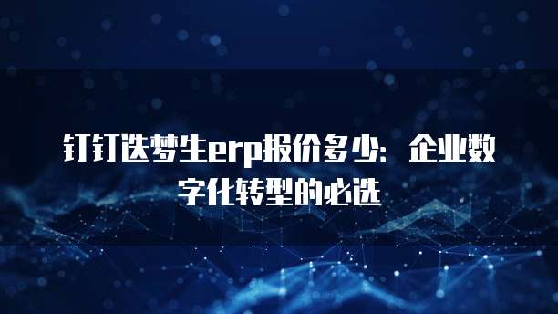 钉钉迭梦生erp报价多少:企业数字化转型的必选