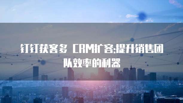 钉钉获客多 CRM扩容:提升销售团队效率的利器