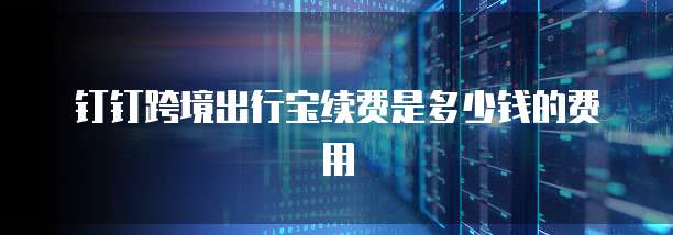 钉钉跨境出行宝续费是多少钱的费用
