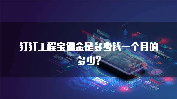 钉钉工程宝佣金是多少钱一个月的多少?