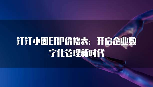 钉钉小圈ERP价格表:开启企业数字化管理新时代