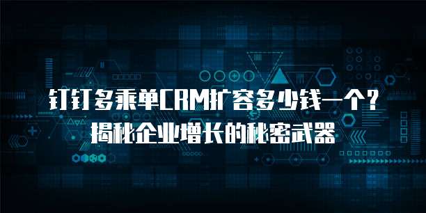 钉钉多乘单CRM扩容多少钱一个?揭秘企业增长的秘密武器