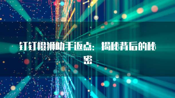 钉钉橙狮助手返点:揭秘背后的秘密