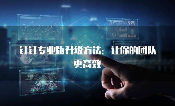 钉钉专业版升级方法:让你的团队更高效