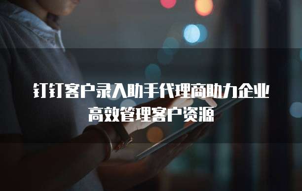 钉钉客户录入助手代理商助力企业高效管理客户资源