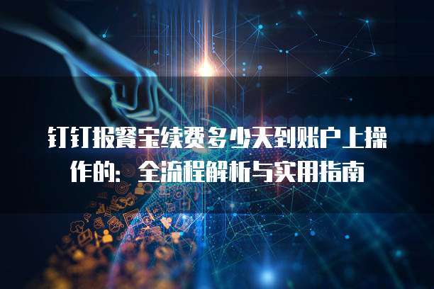 钉钉报餐宝续费多少天到账户上操作的:全流程解析与实用指南