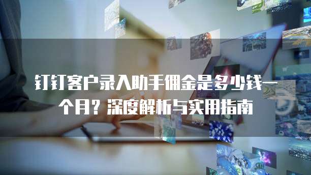 钉钉客户录入助手佣金是多少钱一个月?深度解析与实用指南