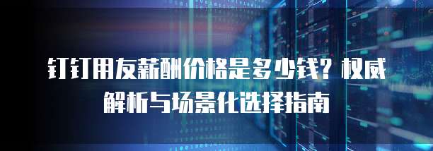 钉钉用友薪酬价格是多少钱?权威解析与场景化选择指南