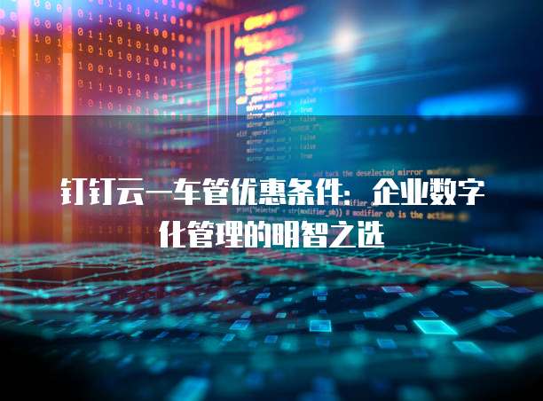 钉钉云一车管优惠条件:企业数字化管理的明智之选
