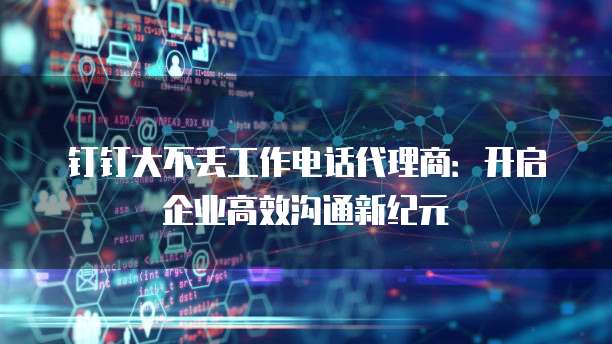 钉钉大不丢工作电话代理商:开启企业高效沟通新纪元