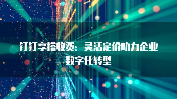 钉钉享搭收费:灵活定价助力企业数字化转型