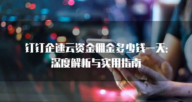 钉钉企速云资金佣金多少钱一天:深度解析与实用指南