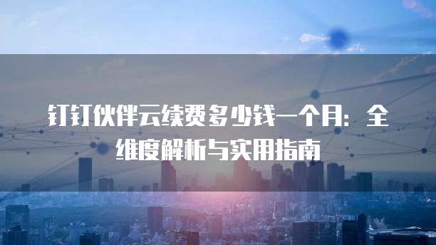 钉钉伙伴云续费多少钱一个月:全维度解析与实用指南