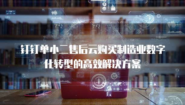 钉钉单小二售后云购买制造业数字化转型的高效解决方案