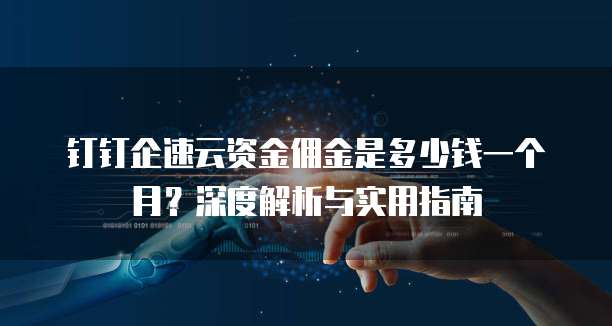 钉钉企速云资金佣金是多少钱一个月?深度解析与实用指南