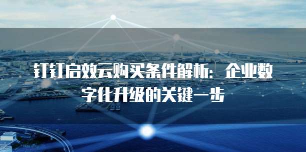 钉钉启效云购买条件解析:企业数字化升级的关键一步