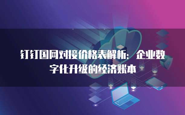 钉钉国网对接价格表解析:企业数字化升级的经济账本