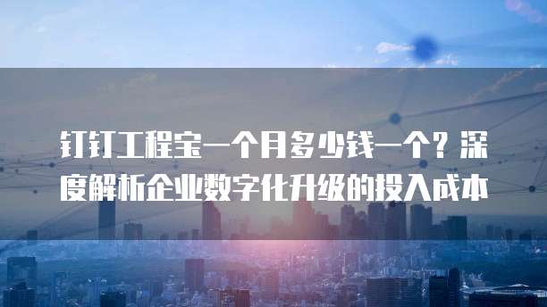 钉钉工程宝一个月多少钱一个?深度解析企业数字化升级的投入成本
