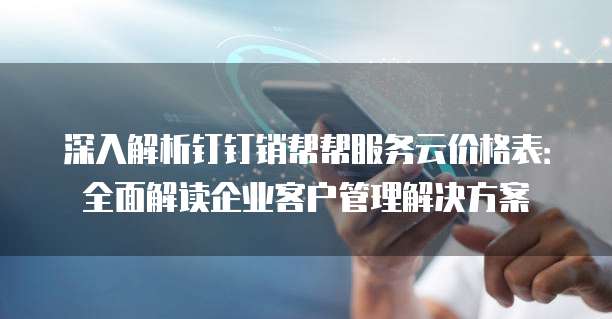 深入解析钉钉销帮帮服务云价格表:全面解读企业客户管理解决方案
