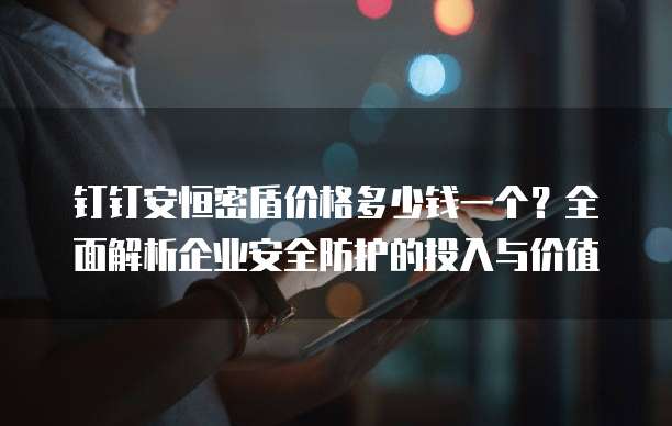 钉钉安恒密盾价格多少钱一个?全面解析企业安全防护的投入与价值