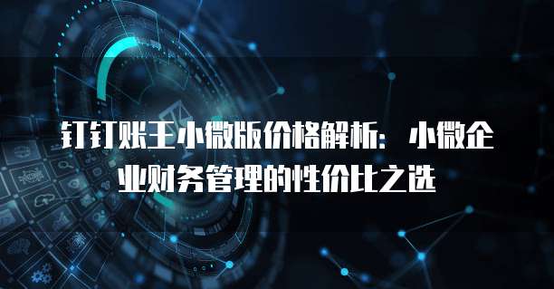 钉钉账王小微版价格解析:小微企业财务管理的性价比之选