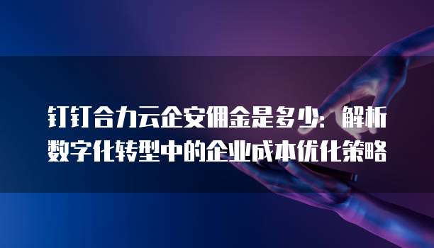 钉钉合力云企安佣金是多少:解析数字化转型中的企业成本优化策略