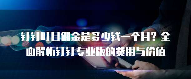 钉钉盯目佣金是多少钱一个月？全面解析钉钉专业版的费用与价值