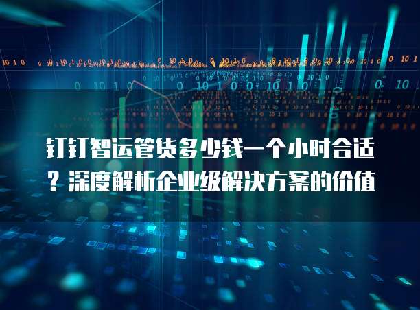 钉钉智运管货多少钱一个小时合适？深度解析企业级解决方案的价值