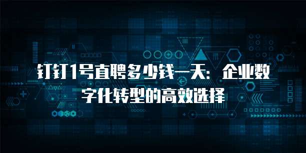 钉钉1号直聘多少钱一天:企业数字化转型的高效选择