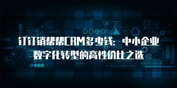 钉钉销帮帮CRM多少钱:中小企业数字化转型的高性价比之选
