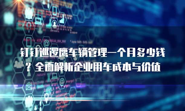 钉钉巡逻鹰车辆管理一个月多少钱?全面解析企业用车成本与价值