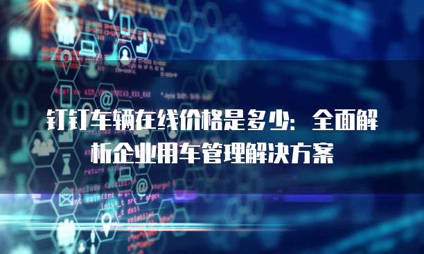 钉钉车辆在线价格是多少:全面解析企业用车管理解决方案