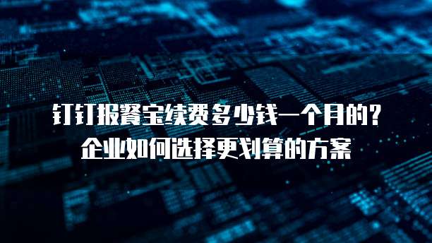 钉钉报餐宝续费多少钱一个月的?企业如何选择更划算的方案
