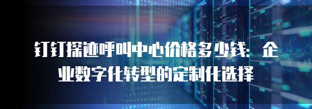 钉钉探迹呼叫中心价格多少钱:企业数字化转型的定制化选择
